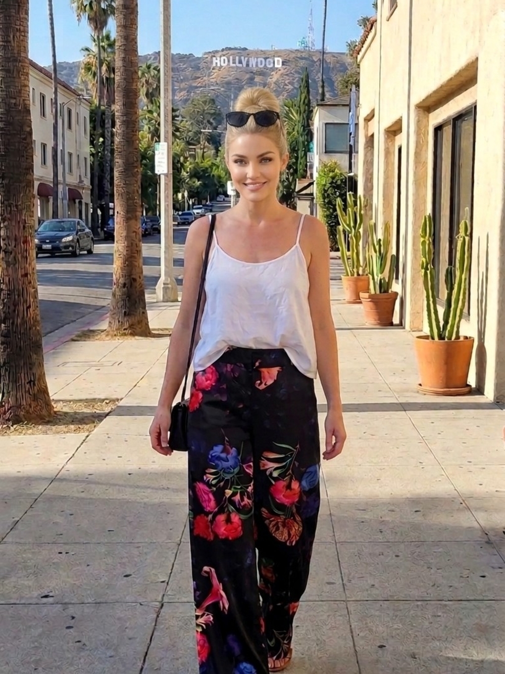 INC Floral Wide-Leg Women’s Pants in Black